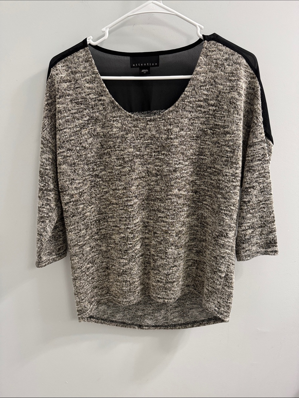 Attention Lightweight Sweater with sheer black panel